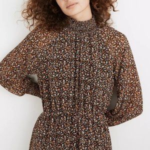 NWT Resourced Georgette Smocked-Neck Midi Dress in Folktale Paisley